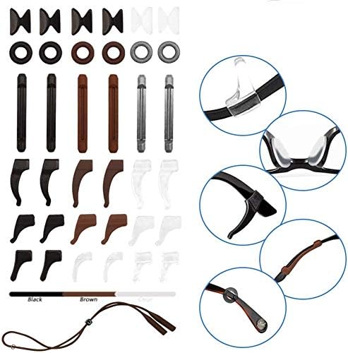 18 Pairs Eyeglass Retainer +1 Eyeglasses Strap, Multicolor Eyeglass Grips, Silicone Anti-Slip Eyeglass Holder, Eyeglass Ear Hook Eyeglass Temple Tips, Silicone Nose Pads, Round Eyeglass Retainers