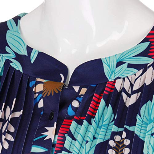 GOVOW Tops for Women Three Quarter Sleeved Circular Neck Printed Tops Loose T-Shirt Blouse - Thumbnail 4