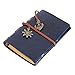 EvZ Leather Writing Journal Notebook, 7 Inches Vintage Nautical Spiral Blank String Diary Notepad Sketchbook Travel to Write in, Unlined Paper, Retro Pendants, Classic Embossed, Dark Blue