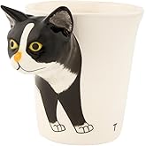 Black Tuxedo Cat Coffee Mug & Mini Planter Pot – Ceramic Coffee Cup with 3D Cat Head Handle, Multi-Use Cute Novelty Tea Mug, Pencil Holder – Gift for Cats Lovers & Office Decor by SassyXpressions