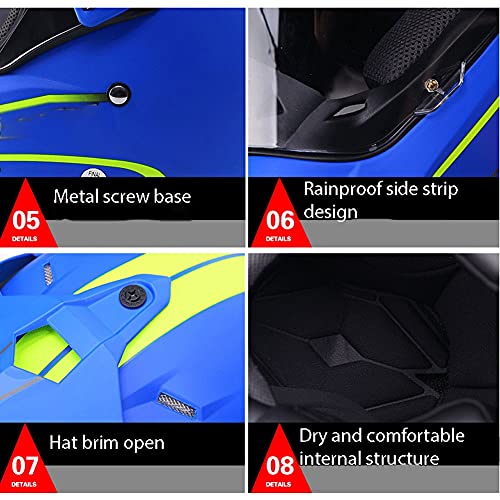 LIXIAOHONGG Motorhelmen, Full Face Motorfiets Crash Helmen,ABS Shell Racing Motorhelm Met Zonneklep Goedgekeurde… - Image 3