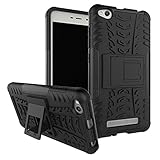 Xiaomi Redmi 4A Shockproof Case, Xiaomi Redmi 4A Hybrid Case, Dual Layer Shockproof Hybrid Rugged Case Hard Shell Cover with Kickstand for 5.0'' Xiaomi Redmi 4A [Not fit Redmi 4] (Black)