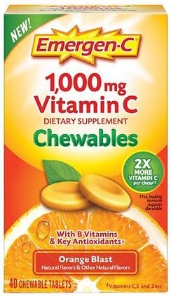 Amazon Com Emergen C 1000 Mg Vitamin C Chewables Orange Blast 40 Ea Pack Of 3 Health Personal Care