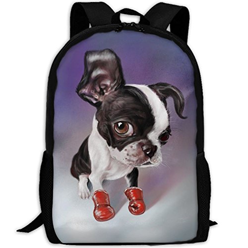 Backpack, Travel Hiking Cute Fashion Water Resistant Heavy Duty Large Camping Gym Outdoor Canvas Backpack, Boxing Boston Terrier, Shoulder Bag Backpacks For Men Women Adults