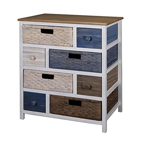 Furniture Casamore Selsey 8 Drawer Wicker Basket Wooden Chest Of