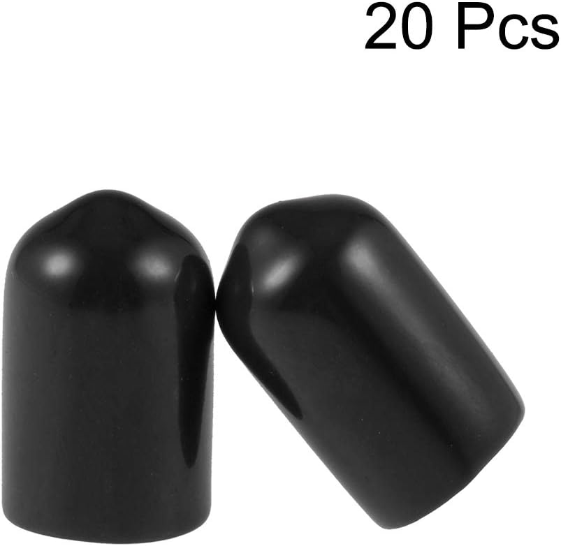 sourcing map 20pcs Rubber End Caps 5/16"(8mm) ID Vinyl Round Tube Bolt Cap Cover Thread Protectors Black - Image 3