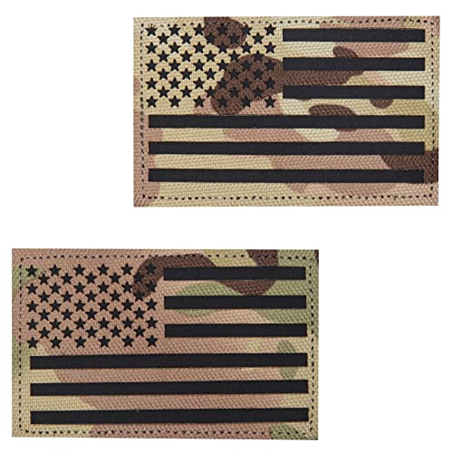 2Pcs IR Reflective Tactical Morale Flag Patch American Flag US United States of America Military Uniform Emblem Patches MC