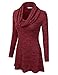 Doublju Marled Cowl Neck A-Line Tunic Sweater Dress Top for Women with Plus Size RED Medium