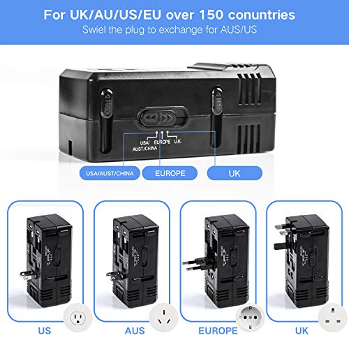 TryAce 1875W Travel Adapter and Converter Combo 240V to 110V international Voltage Converter for Hair Dryer, All in One Plug 8A Max Adapter Wall Charger for UK/AU/US/EU 150+ Countries (1875W-Upgraded)