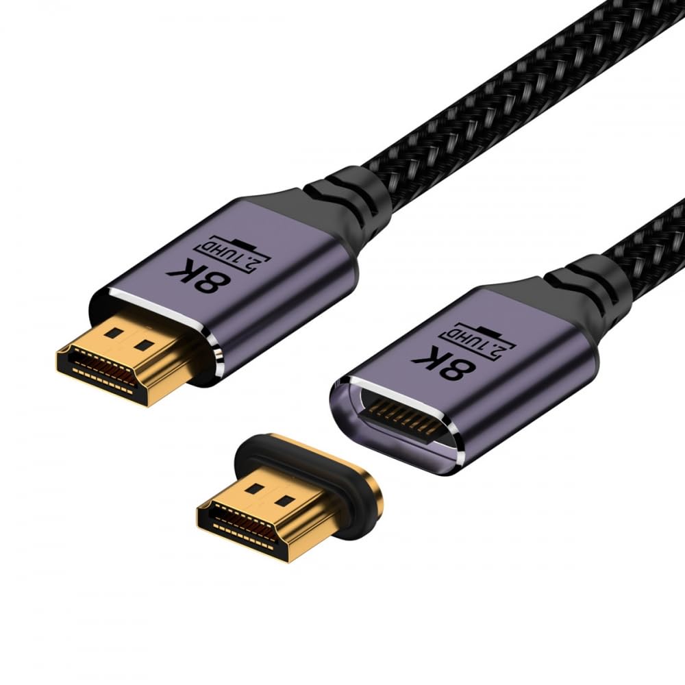 CY 100cm Cable Magnetic Connector 8K Type-A HDMI 2.1 Male to Straight Male Video Cable for Laptop HDTV