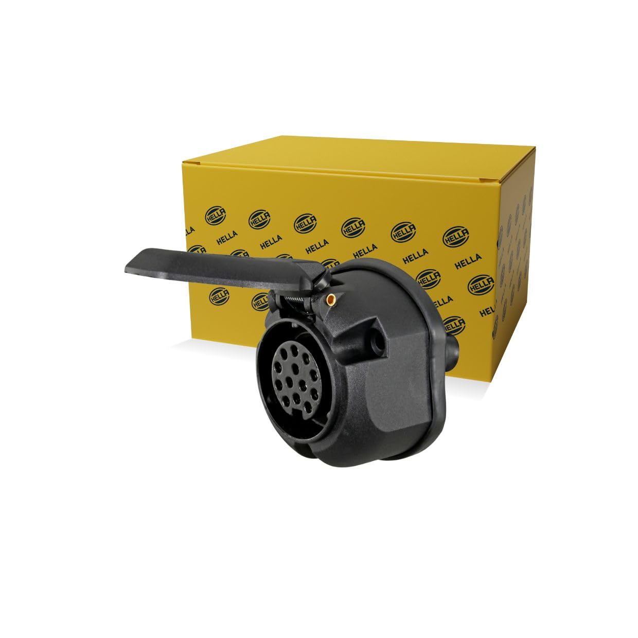 HELLA 8JB 005 949-011 Socket - 13-pin connector - with rear fog light deactivation - Plug: Screw Contact - Black