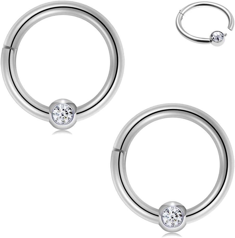 Hinged Captive Bead Nose Ring Hoop Clicker Stainless Steel 16G Segment Septum Lip Tragus Earring Cartilage Piercing Jewellery