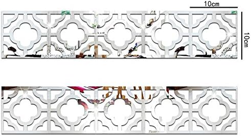 CHKHO&amp;T 2Set （20pieces）Decorative reflective mirror wall stickers for Stairs background wall baseboard，1010cm/1 piece , silver