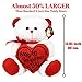 KINREX Soft Stuffed Teddy Bear - Happy Valentine's Day Bear for Girlfriend, Boyfriend, Wife, Husband - White with Red Message & Heart Pillow - 11.81