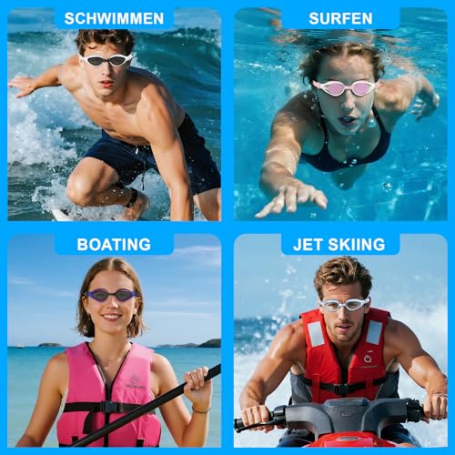 Ambienden Anti-fog Swimming Goggles General | Swimming Goggles Men Women for Adults UV Protection Waterproof | 3D Silicone Seal, Self-Adjusting Nose Bridge