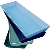US Acrylic Coastal Plastic Serving Trays (Set of 4) 15” x 5” | Narrow Unbreakable Reusable Rectangular Party Platters | Serve Appetizers, Fruit, Veggies, & Desserts | BPA-Free & Made in USA