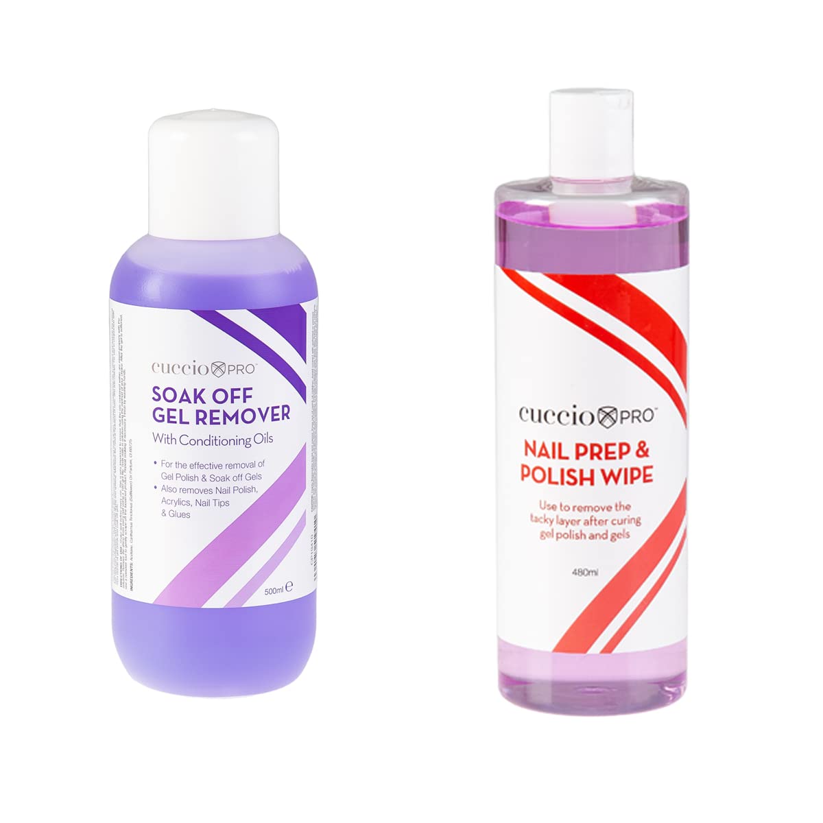 Cuccio 500ml Gel Remover and 480ml Nail Prep & Wipe Duo Pack, Purple