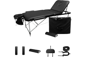 Angel Canada 3-Section Aluminum Frame 84 Inch Portable Massage Table with Bolster Pillow, Adjustable Face Cradle and Arm Rest