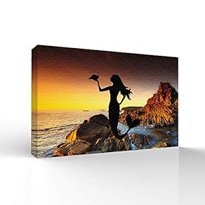 Canvas Wall Art Elegant Mermaid Pictures Home Wall Decorations for Bedroom Living Room Paintings Canvas Prints Framed - 12x18 inches