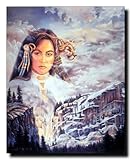 Indian Princess and Mountain Lion Native American Wall Decor Fine Art Print Poster (8x10)