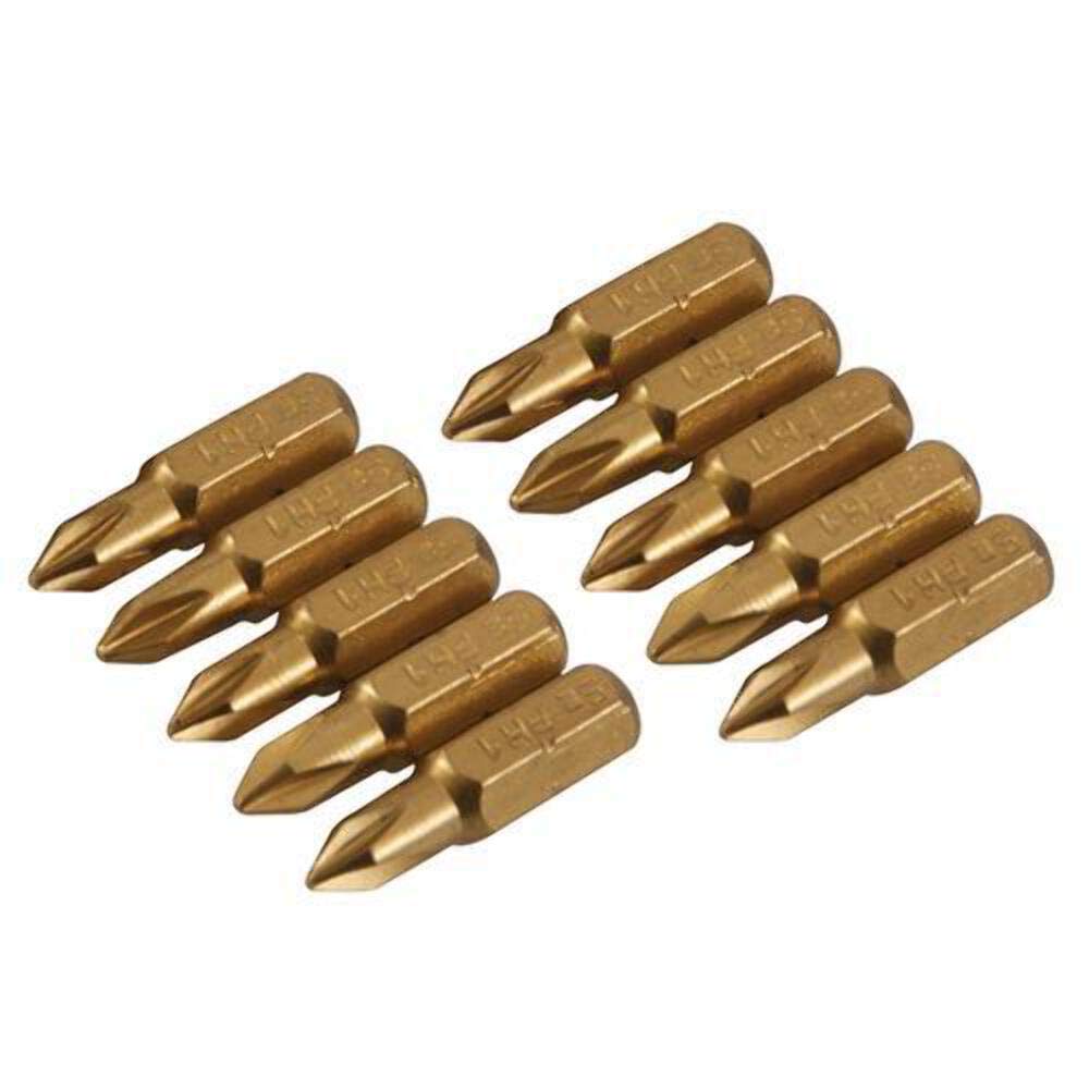 Silverline 436747 Phillips Gold Screwdriver Bits 10-Pack Number 2
