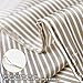 Fabric Shower Curtain Beige for Bathroom Waterproof Textile，Striped Design Dark Taupe and Balck，71