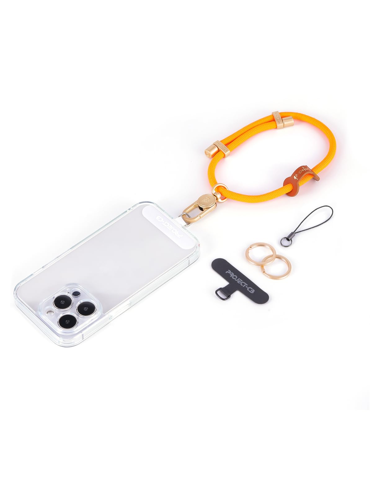 project-cb Cell Phone Wrist Strap 1,Tether Tab 2,Key Ring 2,Phone Wristlet,Adjustable Hand Strap,Phone Lanyard (Orange-G)