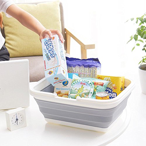 Pawaca Portable Collapsible Basket, Multifunctional Foldable Silicon Dish Tub, Home or Outdoors Storage for Fruit, Vegetables, Snacks, Drinks - Thumbnail 2