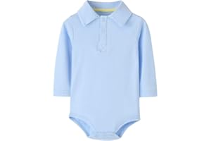 Teach Leanbh Infant Baby Polo Bodysuit Cotton Long Sleeve Pure Color Shirt 3-24 Months (18 Months, Baby Blue)