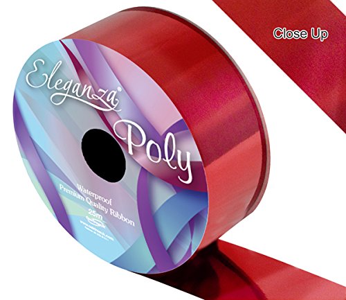 Eleganza 1 x Waterproof Poly Ribbon, Metallic Red, 50 mm x 91 m