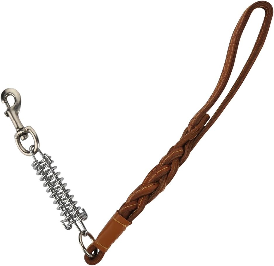 PepPet Genuine Leather Short Dog Leash 20" - Short Dog Traffic Lead Leash for Large Dogs Training and Walking ( Width: 1", Length:20")