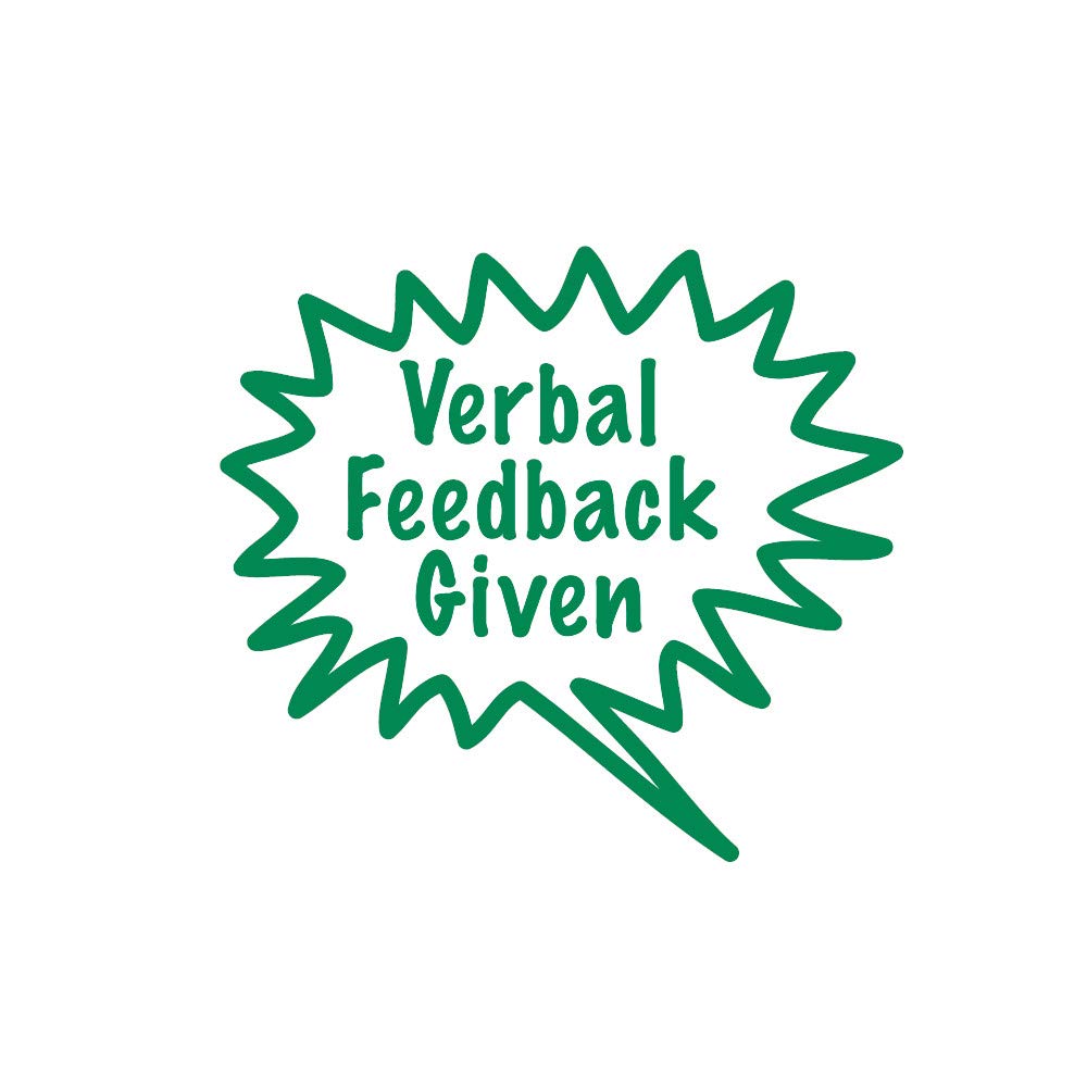 “Verbal Feedback Given” Teacher Stamp – Pre-Inked Trodat Printy 4933 Stamper in Green Ink – Self-Inking Marking Tool for Teachers, Pupils’ Exercise Books & Classroom Feedback – By SuperStickers