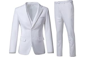 ZKHOECR Men's 3 Piece Slim Fit Suit Set, Two Button Blazer Solid Jacket Vest Pants Wedding Business Suit