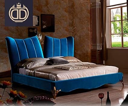 M R German Design Fluffy Blue Velvet Bed Amazon In Furniture