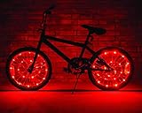 LEDMO (2 pack)Bicycle Bike Rim Lights, 20 LEDs Red Wheel Lights, LED String Light Red Bicycle Bike Wheel Rim Copper Wire Starry Light , Perfect for Safety and Fun color - Battery