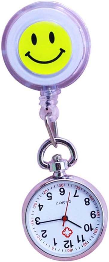 Wyx Nurse Pocket Watch, Cartoon Smiley Stretchable Infection Control Design, Medical/Nursing Staff/Jacket/Pocket/Pin WTR
