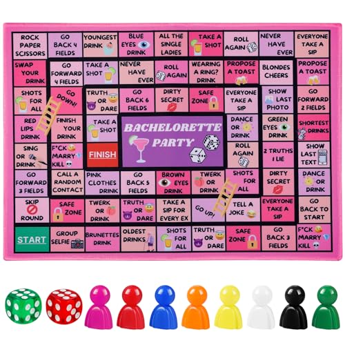 Fofeadm Bachelorette Party Drinking Games for Adults, Rubber Mat Drinking Board Game, Funny Party Interactive Drinking Games for Girls Night, Bachelorette Party, Age 21+, 2-8 Players