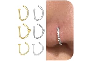 MODRSA Fake Nose Ring Hoop D Shape Fake Septum Piercing Non Pierced Septum Ring Clip on Lip Rings Faux Earring Stud for Men Faux Lip Piercings Jewelry for Women Halloween Jewelry