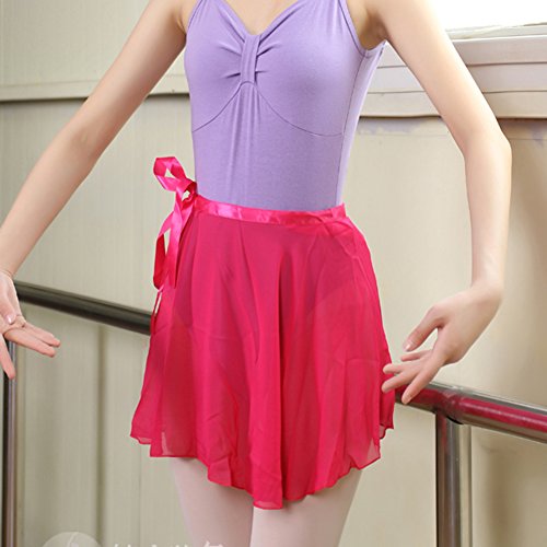 Wuchieal Lady's Sheer Wrap Skirt Ballet Skirt Ballet Dance Dancewear Dark Pink - Thumbnail 3