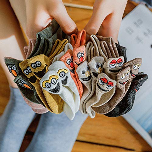 teyiwei-10-Paare-Frauen-Socken-Kawaii-Lustige-Ausdruck-Baumwolle-Gestickte-Maedchen-SoeckchenZufaellige-Farbe