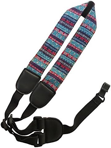 Xinlink Clip On Ukulele Neck Strap Fashion Bohemian Style Pattern for Youth Children Small Acoustic Folk Hawaiian Guitar (Blue)
