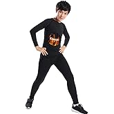 Tesuwel 2/3/4 Pcs Boys Girls Base Layer Athletic Compression Leggings and Shirts Thermal Underwear Set Running Pants Tights