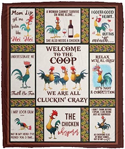 Amazon Com Welcome To The Coop We Are All Cluckin Crazy Funny Farmers Blanket For Chicken Lovers Home Kitchen