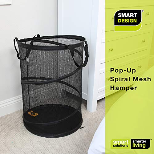 Smart Design PopUp Spiral Laundry Hamper Bag Mesh Collapsible Design