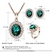 Yoursfs Kate Middleton Earring Necklace Ring Jewelry Set for Women 18K Rose Gold Plated Green Crystal Wedding Sets