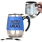daasigwaa CuteInnovation Rechargeable Self Stirring Mug - Magnetic Electric Auto Mixing Stainless Steel Cup for Office/Kitchen/Travel/Home Coffee/Tea/Hot Chocolate/Milk-390 ml/13.2 oz(Blue)