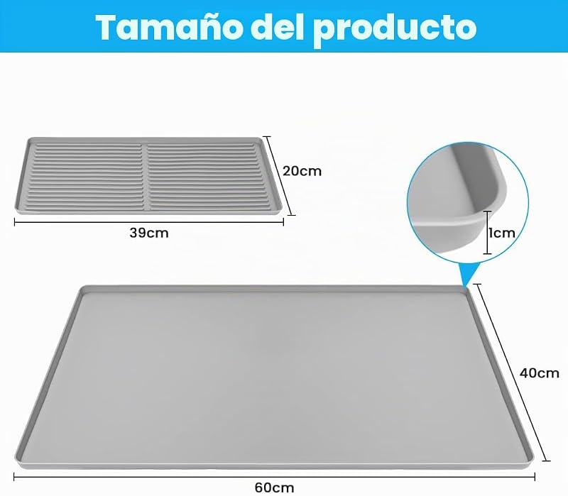 Tapete de Café de Silicona con Tapete de Secado– Antideslizante, Resistente al Calor, para Máquina de Café, Cocina y Bar Cocina (Gris) — foto 2 de 8