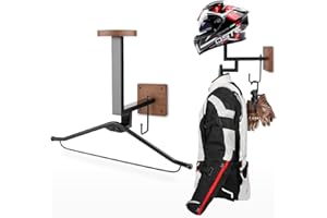 LOMILD Helmet Holder Wall Mount for Motorcycle, 1 Pack, Metal and Wood