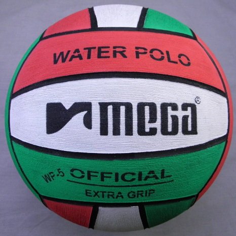 Mega Sport Water Polo Ball, Size 4, Red-White-Green