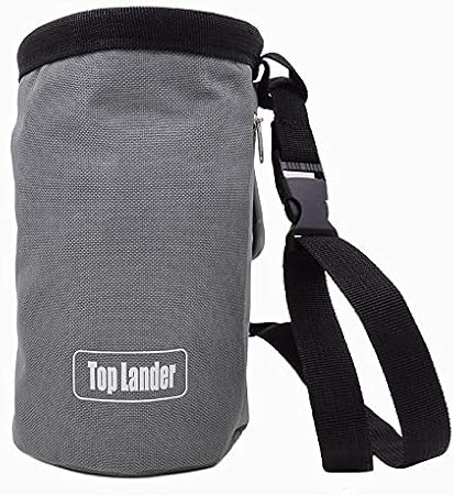 Amazon チョークバッグ シリンダ型 グレー オックスフォード ベルト付き 調節可能 収納 防水 登山 ボルダリング アウトドア用 ジッパーポケット 巾着袋 クライミングポーチ Grey Top Lander チョーク チョークバッグ